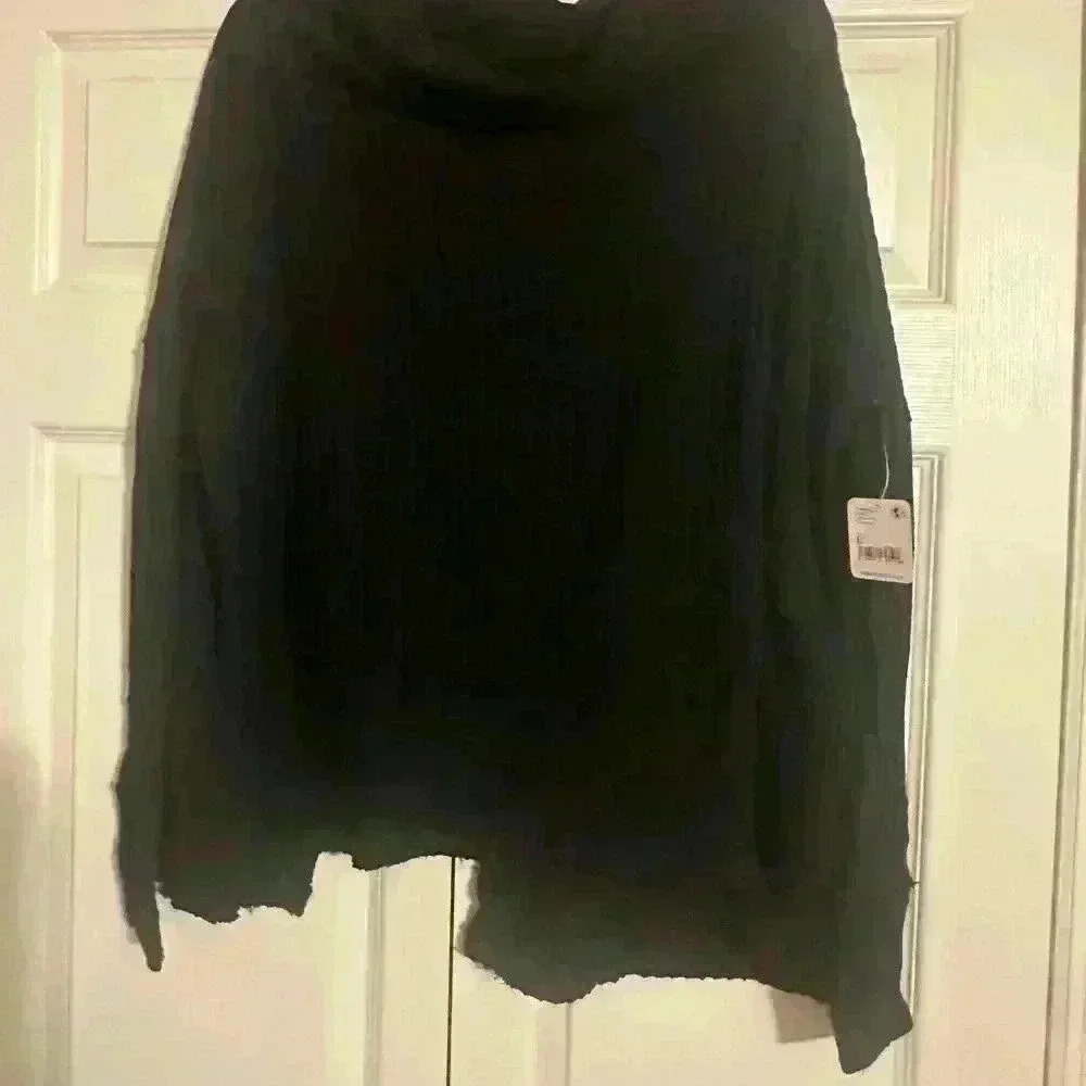 Free People Juicy Long Sleeve Waffle Knit Thermal Shirt Black NWT - Picture 4 of 5